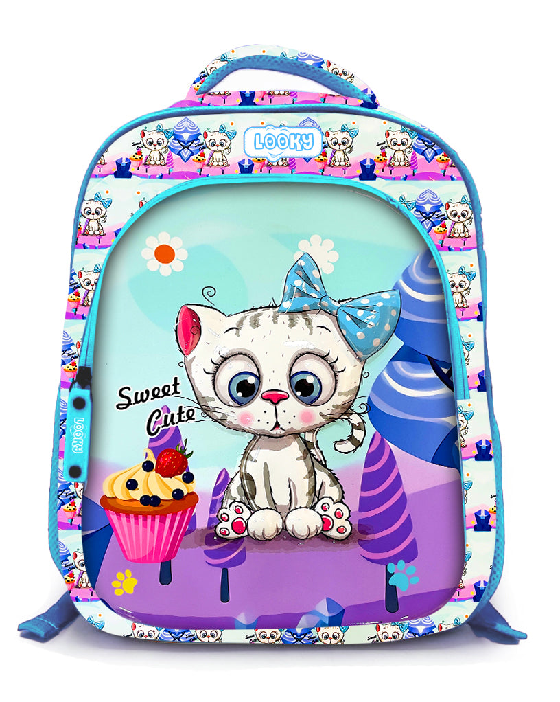 Backpack 16" 2Zips Visual Bomb 3D Fabric Satin Waterproof Girls Design