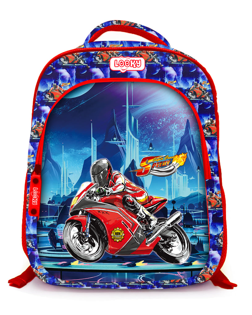 Backpack 16" 2Zips Visual Bomb 3D Fabric Satin Waterproof Patterns Boys S