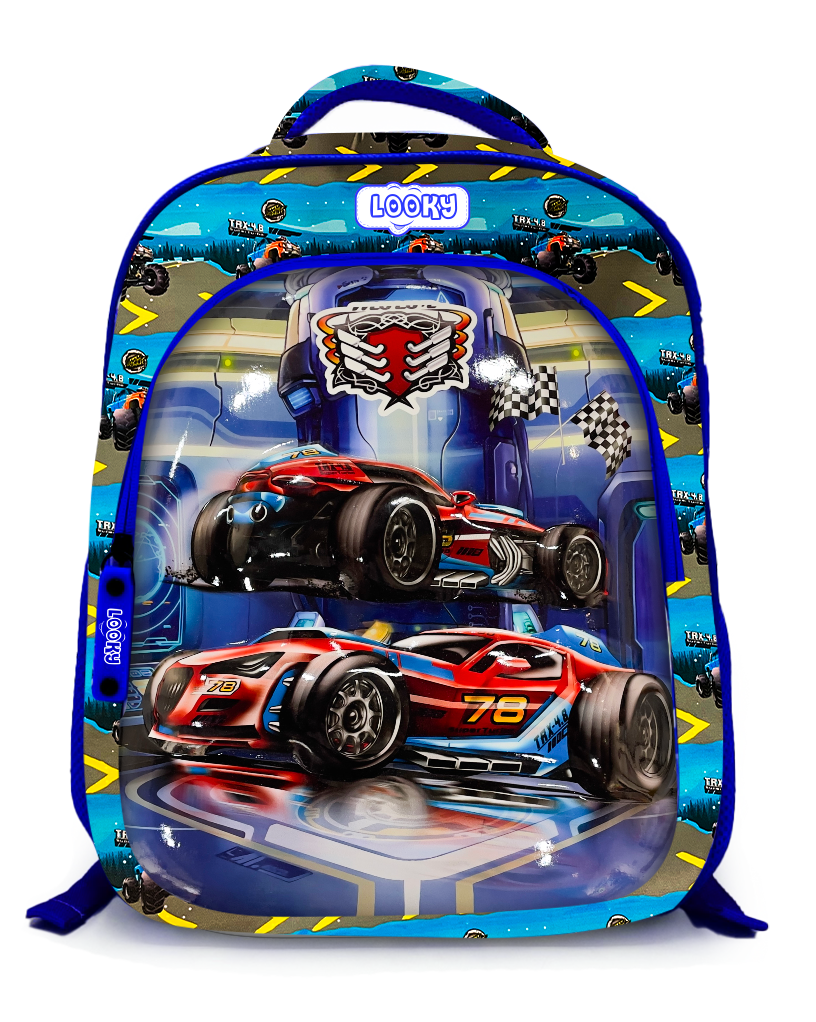 Backpack 16" 2Zips Visual Bomb 3D Fabric Satin Waterproof Patterns Boys S