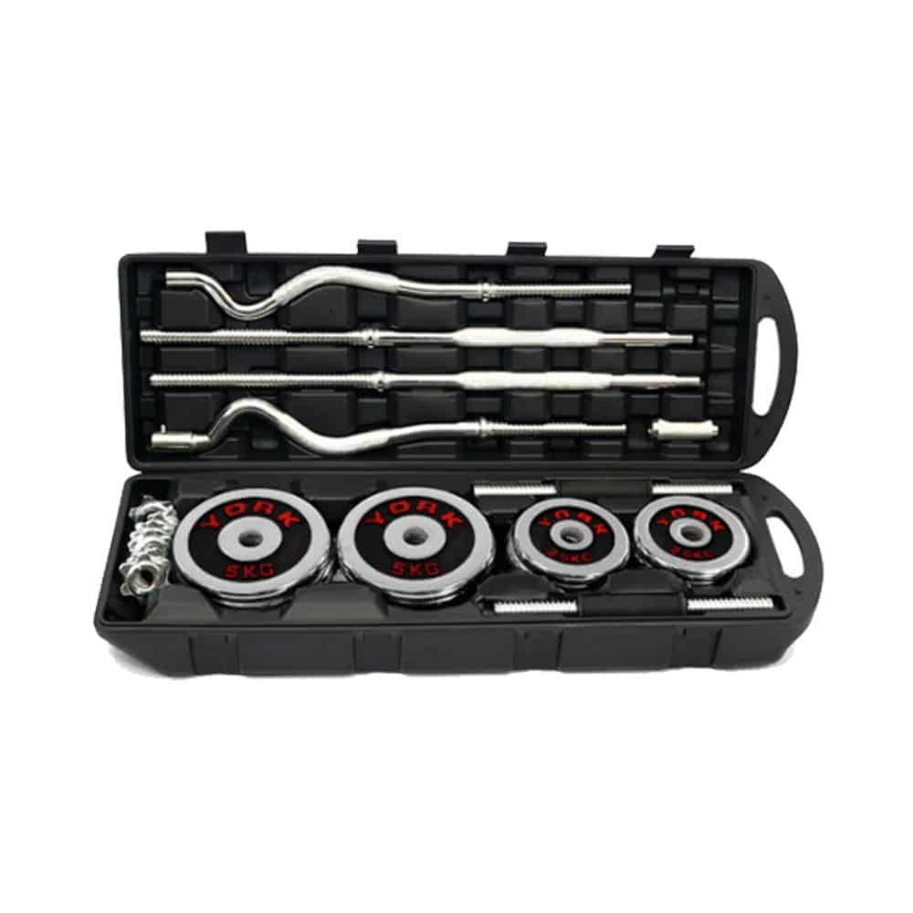 Weights 55 Kg Chrome Black Set