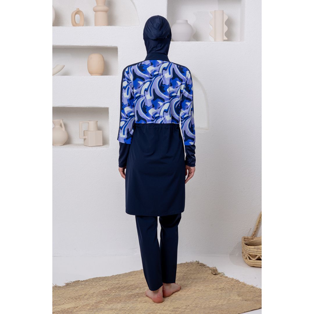 Rapel Lycra Long Sleeve Hijab Swimsuit – Dark Navy Blue