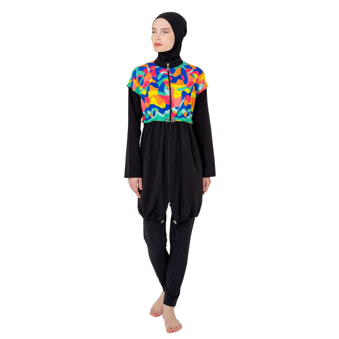 Wilmar Lycra Long Sleeve Hijab Swimsuit – Black