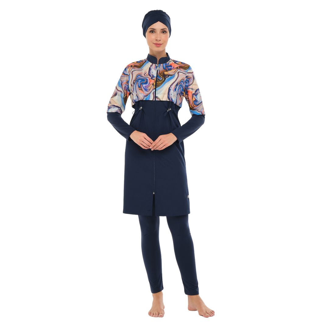 بدلة سباحة نسائية من Adasea باللون الأزرق الداكن