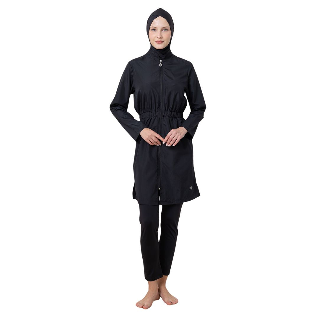 Agata Well Wrapped Lycra Long Sleeve Hijab Swimsuit – Black