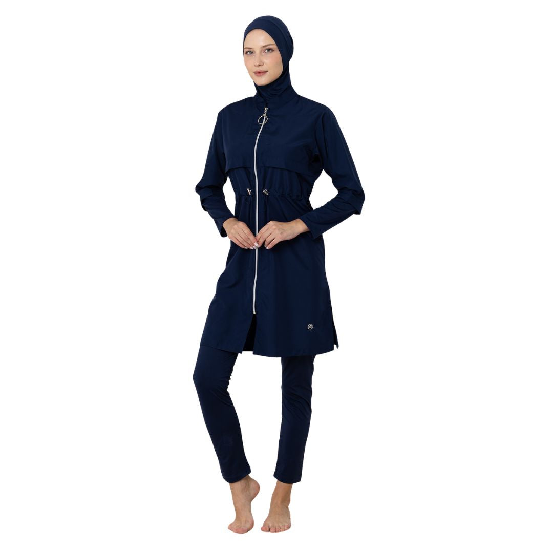 Lidy Parachute Lycra Long Sleeve Hijab Swimsuit – Dark Navy Blue