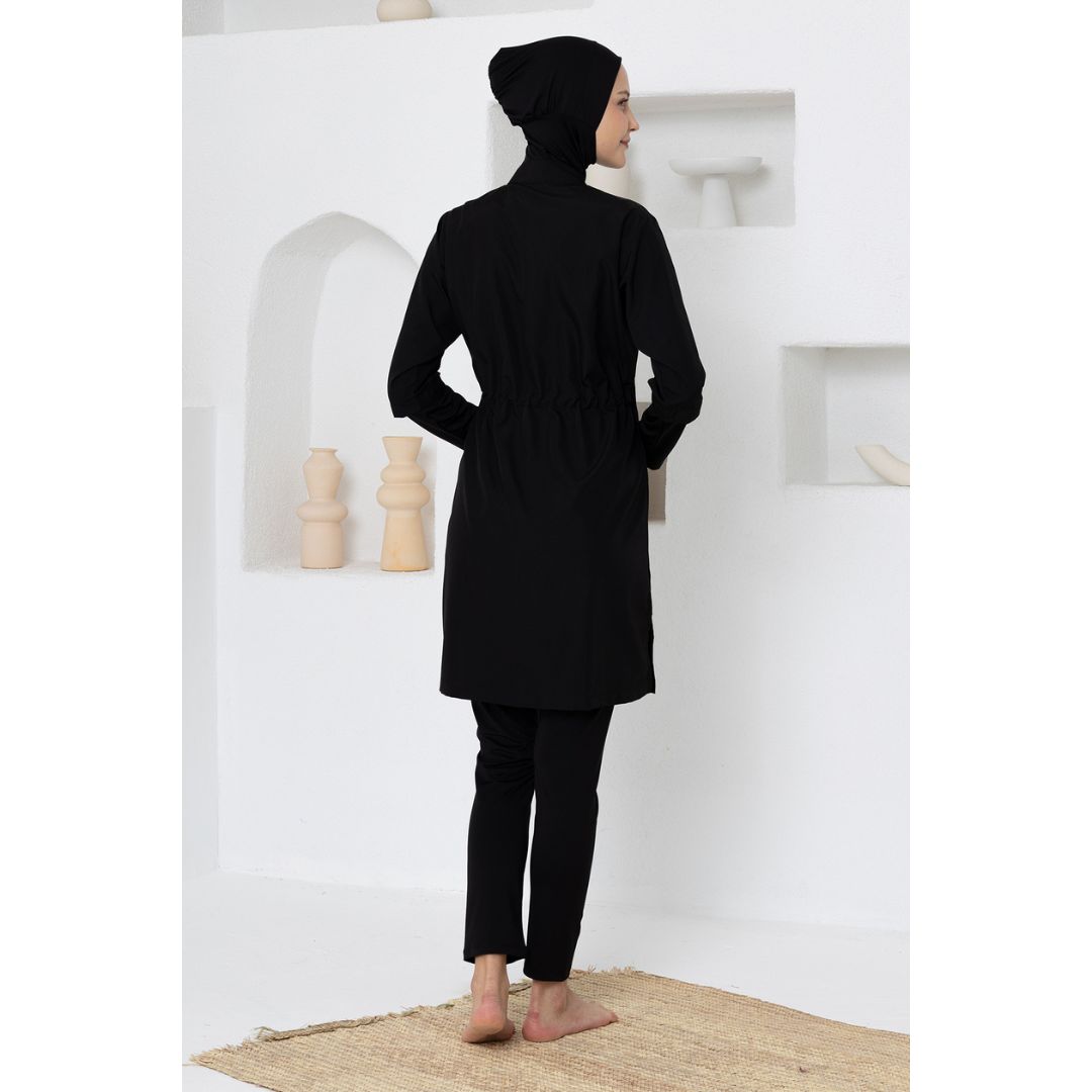 Lidy Parachute Lycra Long Sleeve Hijab Swimsuit – Dark Navy Blue