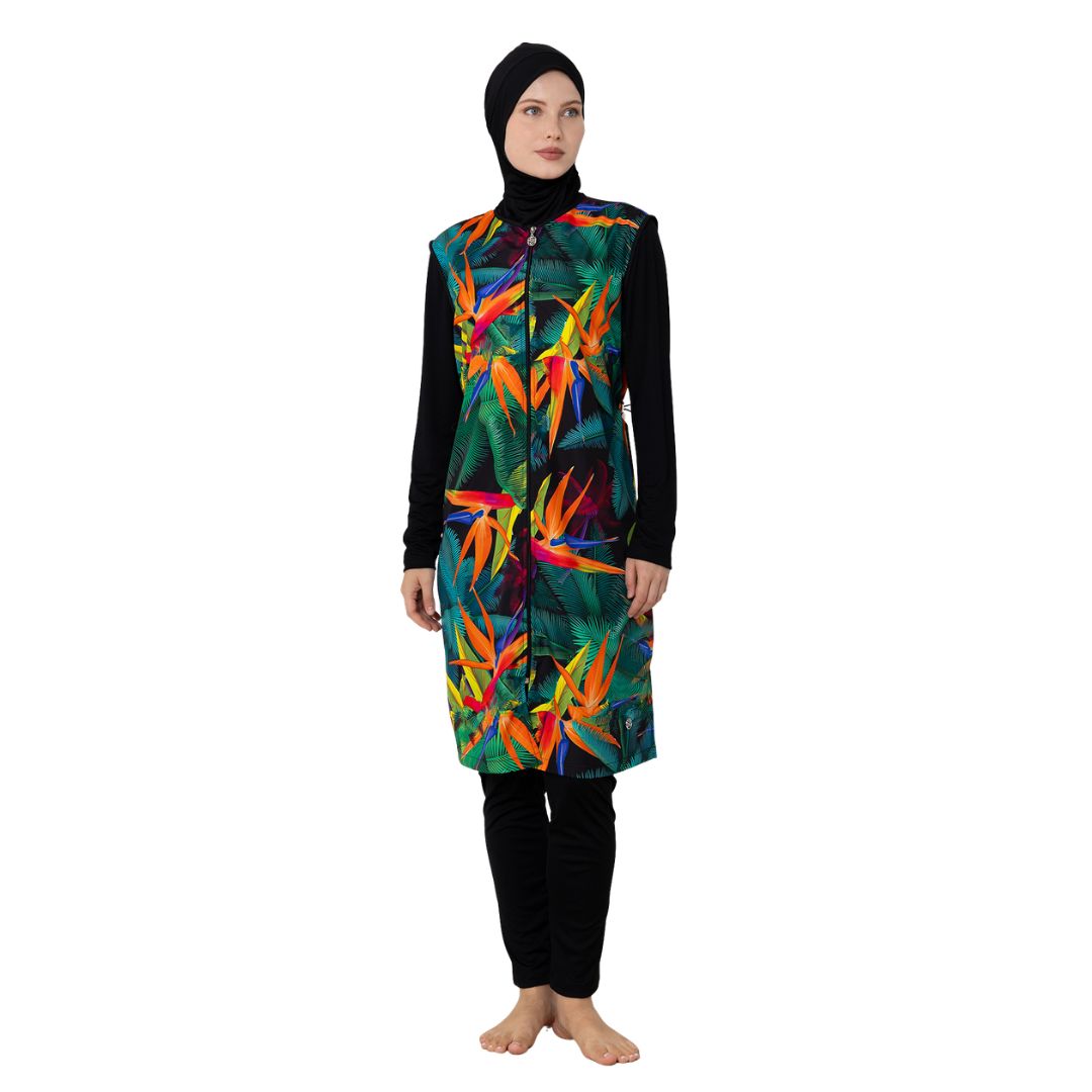 Forlant Gilet Long Sleeve Hijab Swimsuit – Black