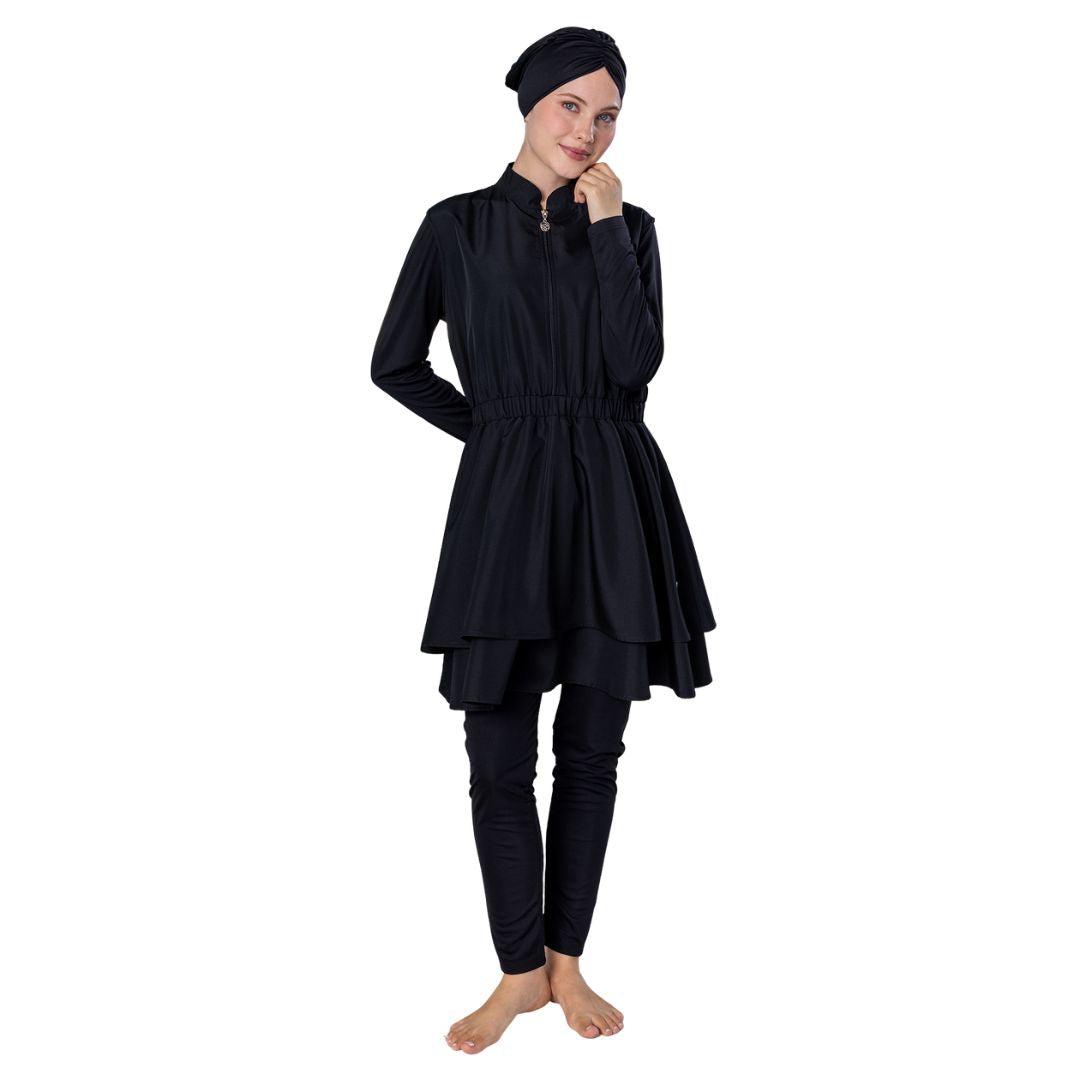 Haven Parachute Lycra Long Sleeve Hijab Swimsuit – Black