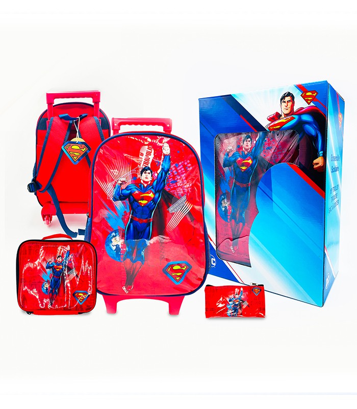 Super Man Set Of 3 (16" Trolley + Snack Bag + Flat Pencil Case)