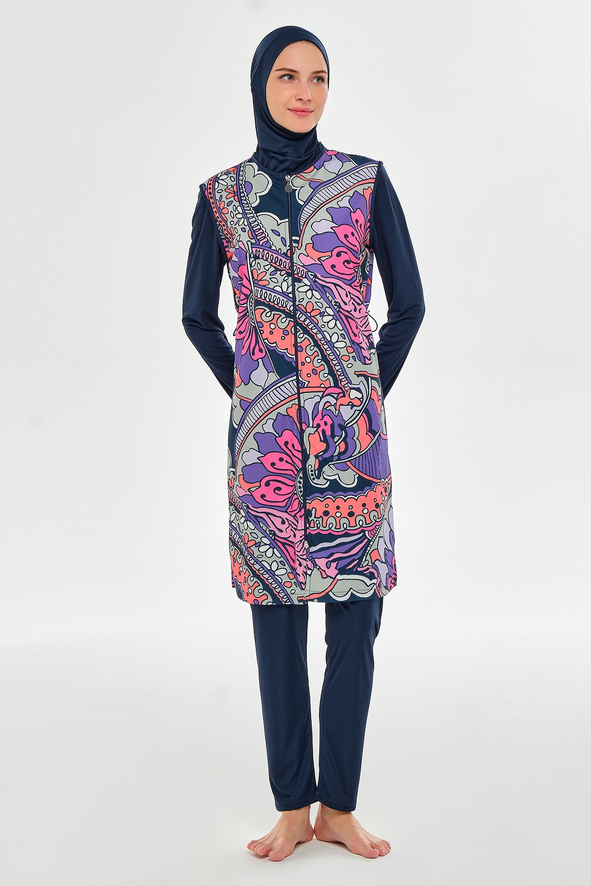 بدلة سباحة نسائية من Adasea باللون الأزرق الداكن