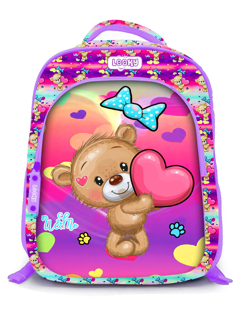 Backpack 16" 2Zips Visual Bomb 3D Fabric Satin Waterproof Girls Design