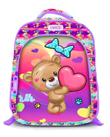 Backpack 16" 2Zips Visual Bomb 3D Fabric Satin Waterproof Girls Design