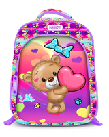 Backpack 16" 2Zips Visual Bomb 3D Fabric Satin Waterproof Girls Design