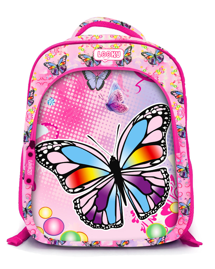 Backpack 16" 2Zips Visual Bomb 3D Fabric Satin Waterproof Girls Design
