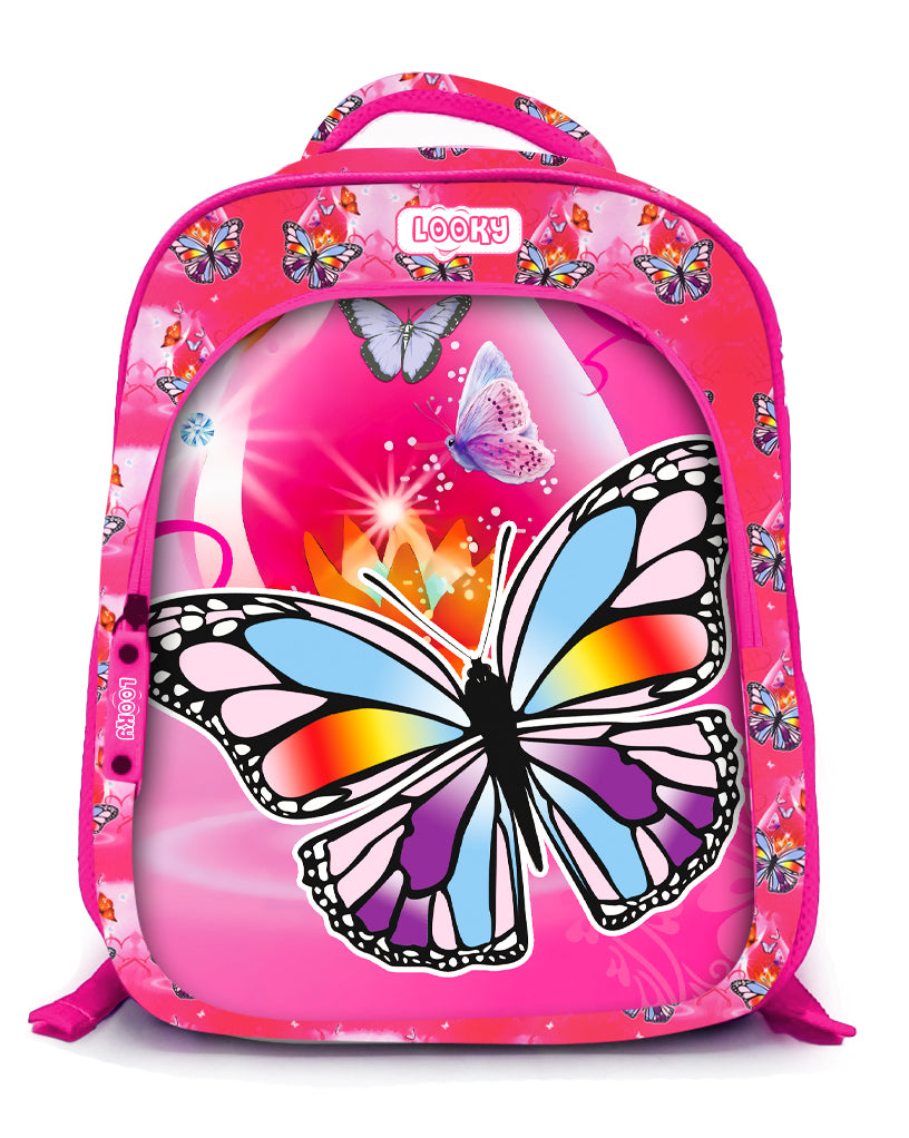 Backpack 16" 2Zips Visual Bomb 3D Fabric Satin Waterproof Girls Design