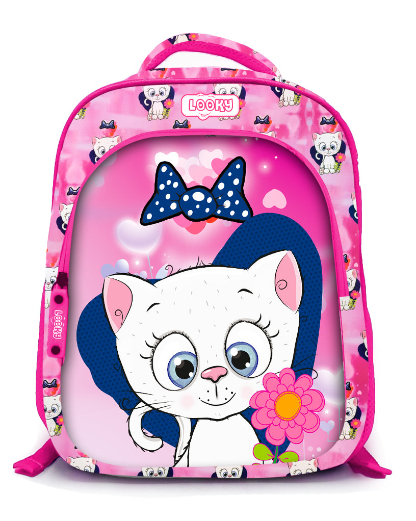 Backpack 16" 2Zips Visual Bomb 3D Fabric Satin Waterproof Girls Design