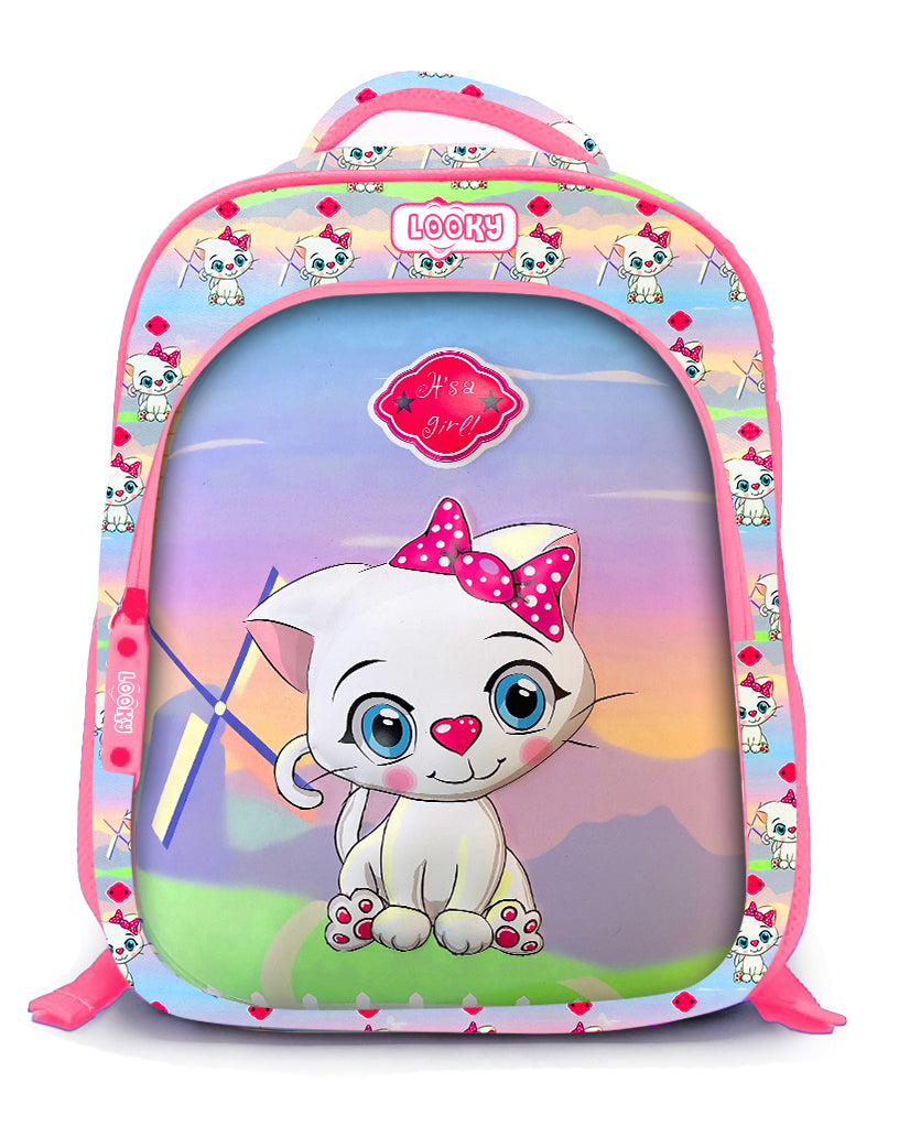 Backpack 16" 2Zips Visual Bomb 3D Fabric Satin Waterproof Girls Design