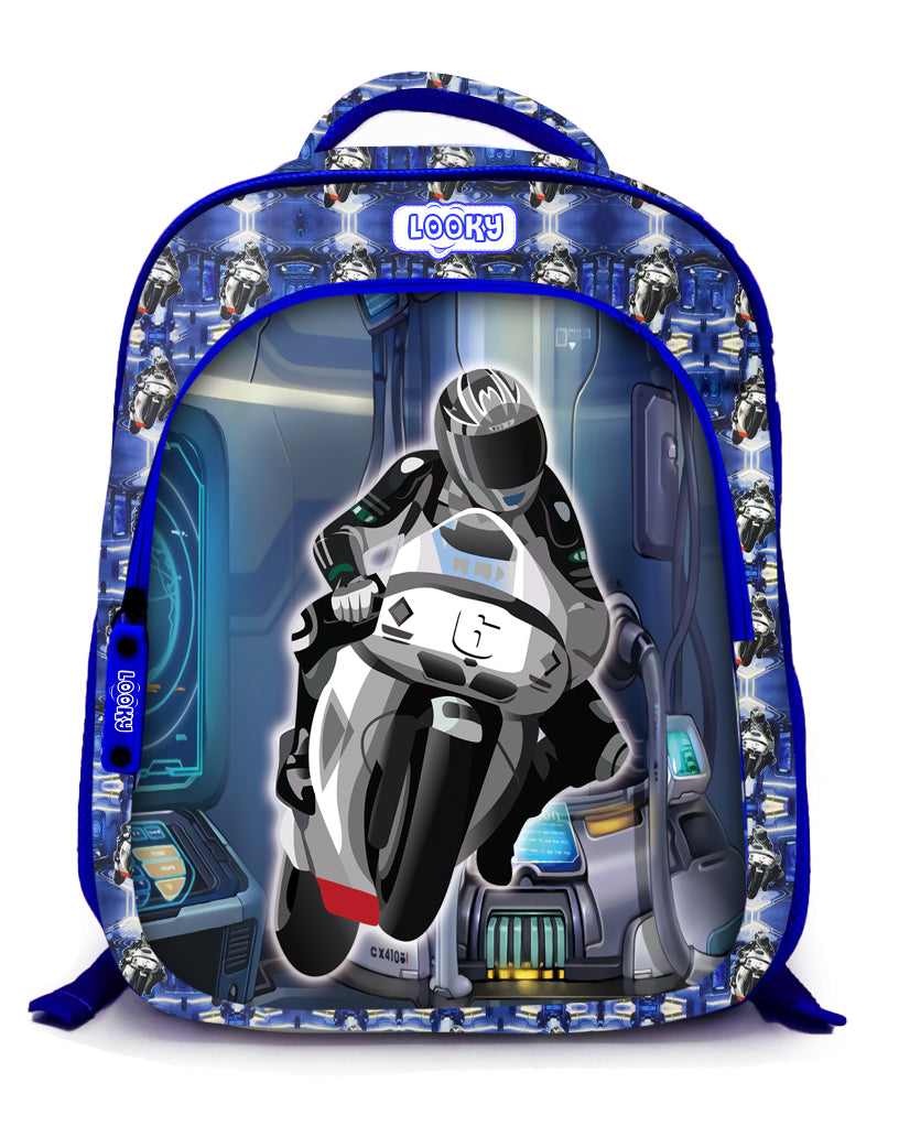 Backpack 16" 2Zips Visual Bomb 3D Fabric Satin Waterproof Patterns Boys S