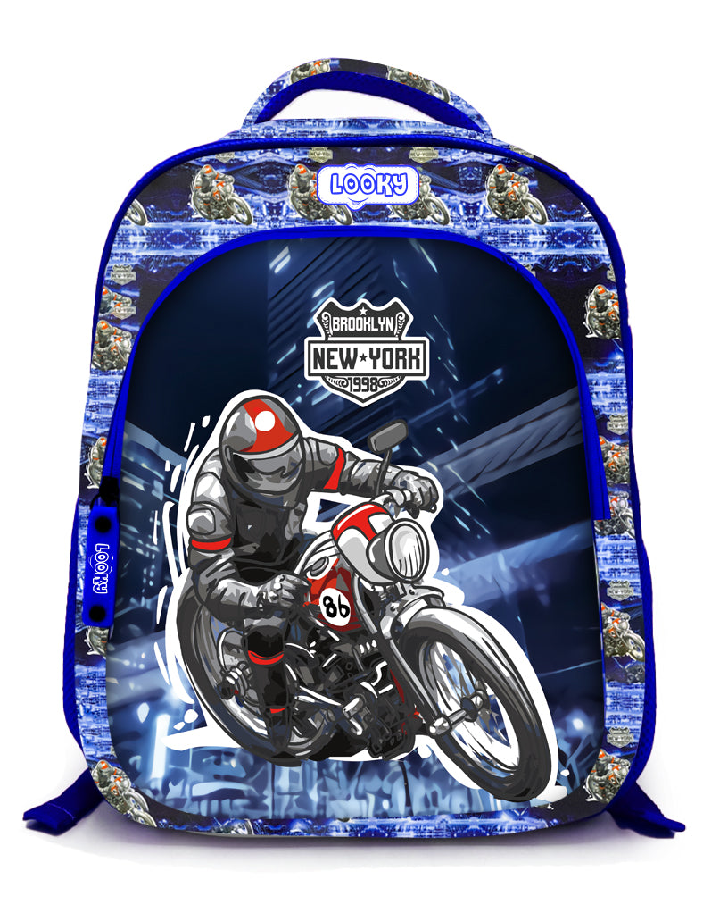 Backpack 16" 2Zips Visual Bomb 3D Fabric Satin Waterproof Patterns Boys S