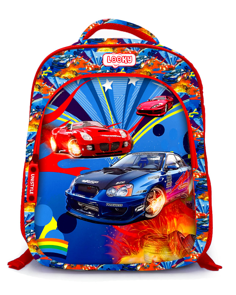 Backpack 16" 2Zips Visual Bomb 3D Fabric Satin Waterproof Patterns Boys S