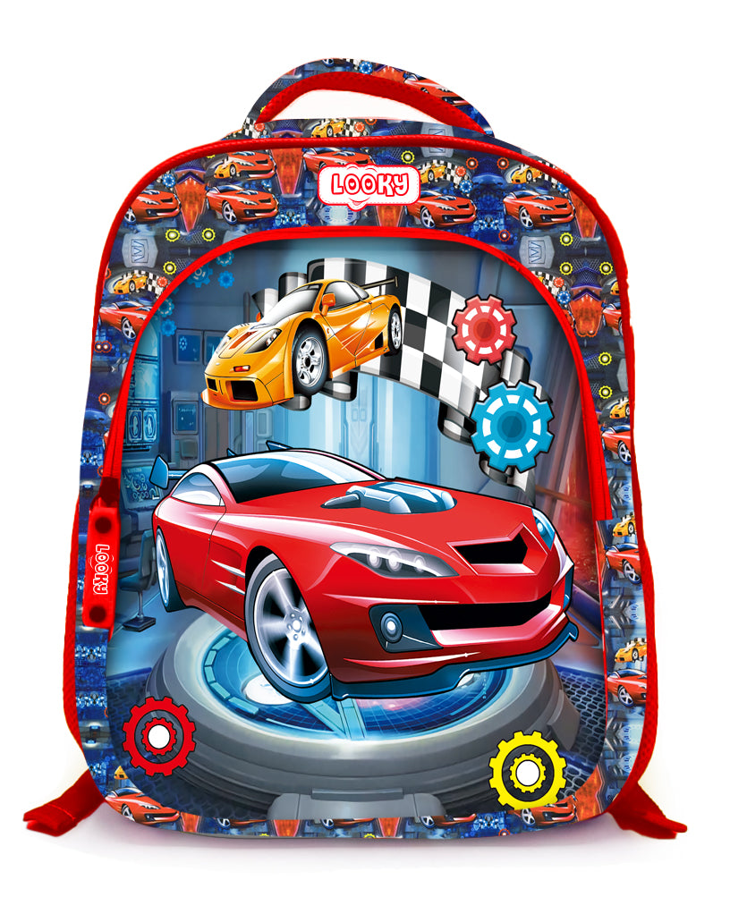 Backpack 16" 2Zips Visual Bomb 3D Fabric Satin Waterproof Patterns Boys S
