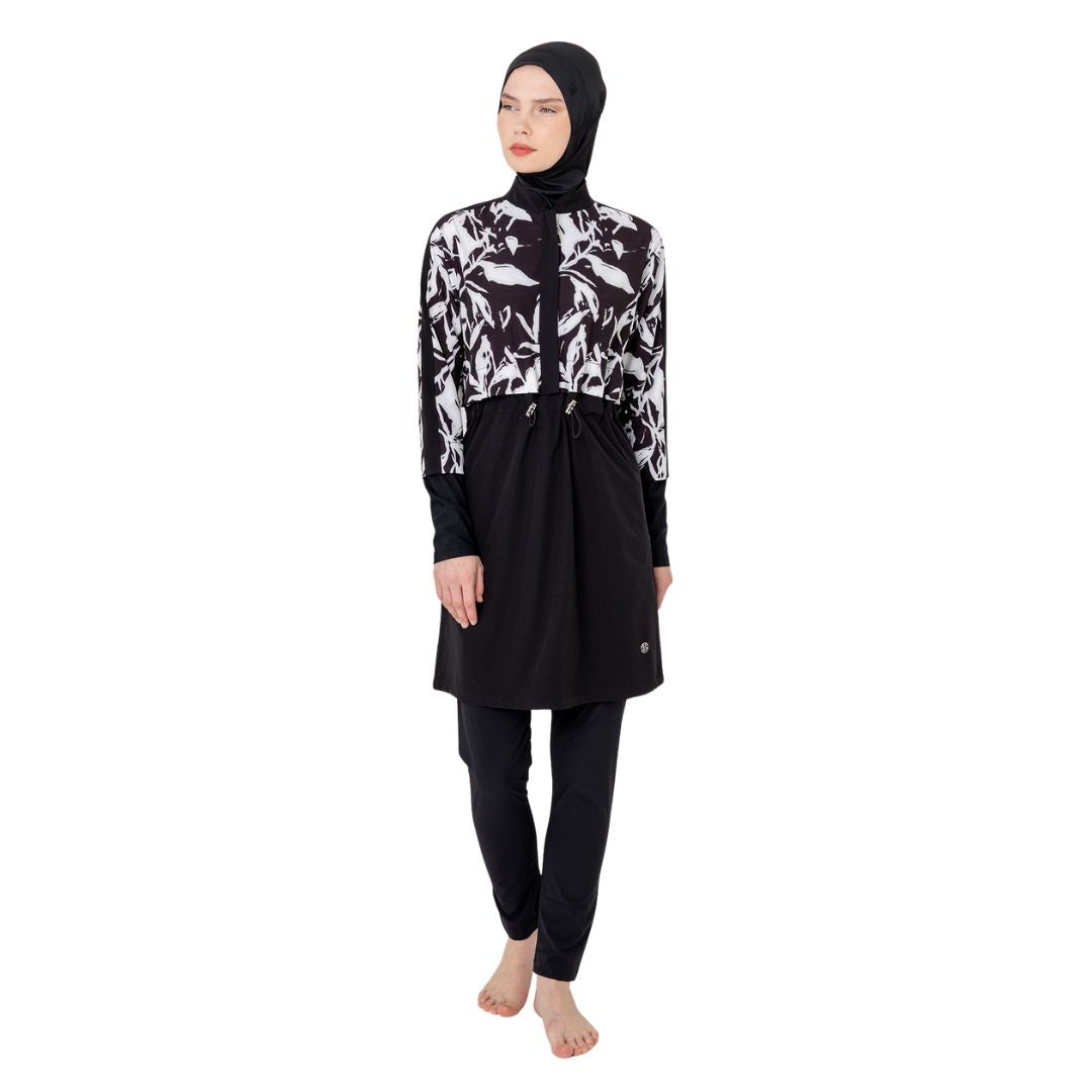 Pera Lycra Long Sleeve Hijab Swimsuit – Black