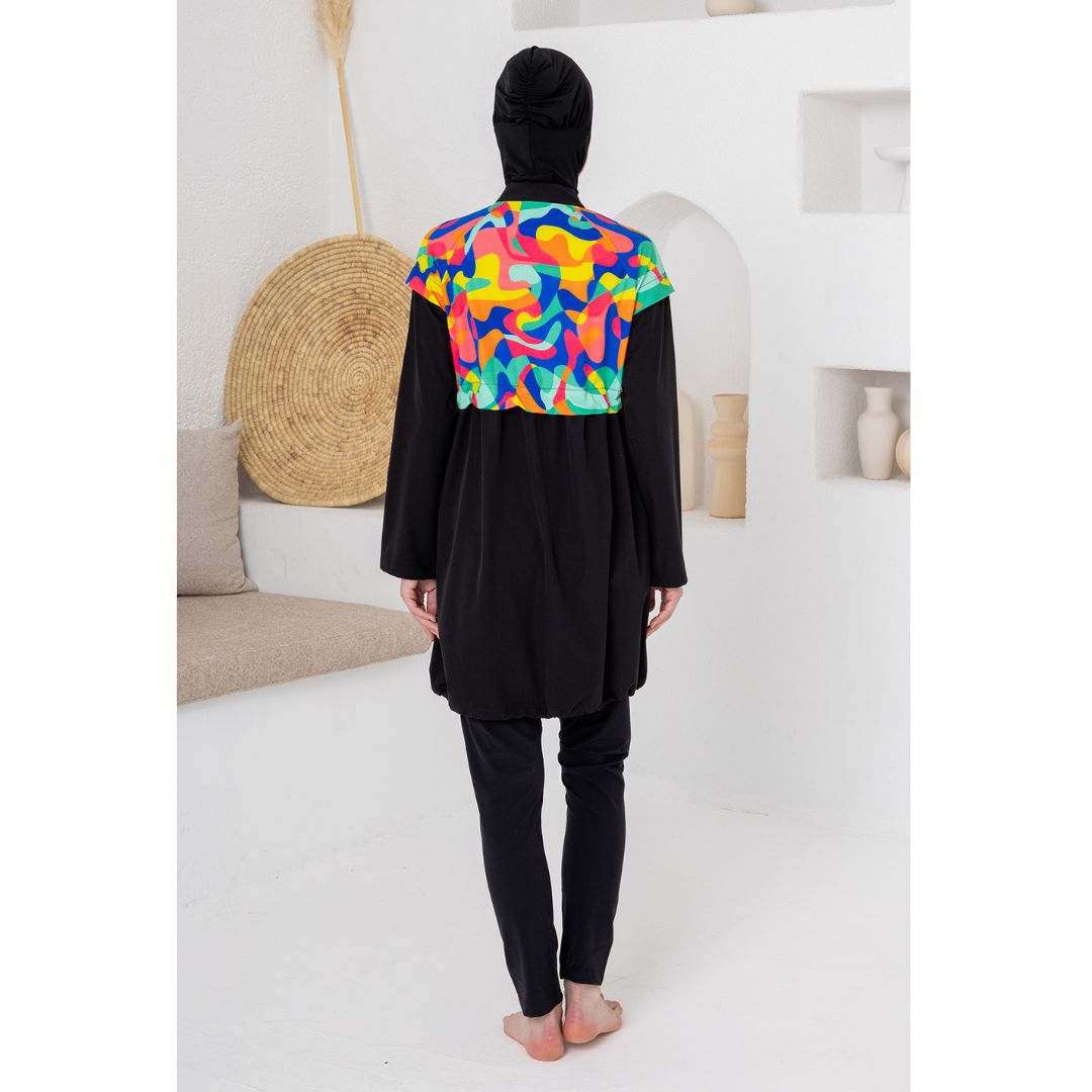 Wilmar Lycra Long Sleeve Hijab Swimsuit – Black