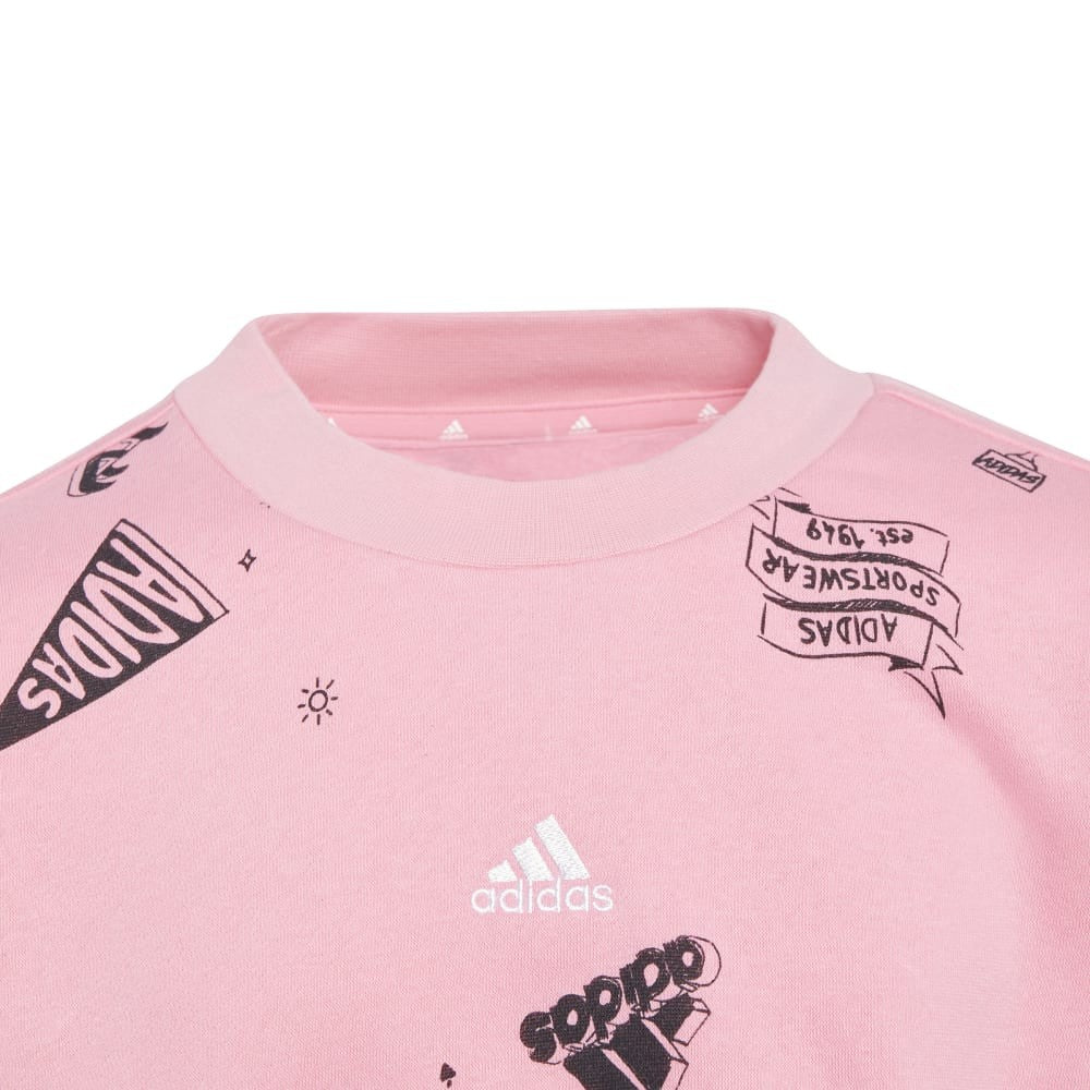 Brand Love Allover Print Crew Sweatshirt Kids