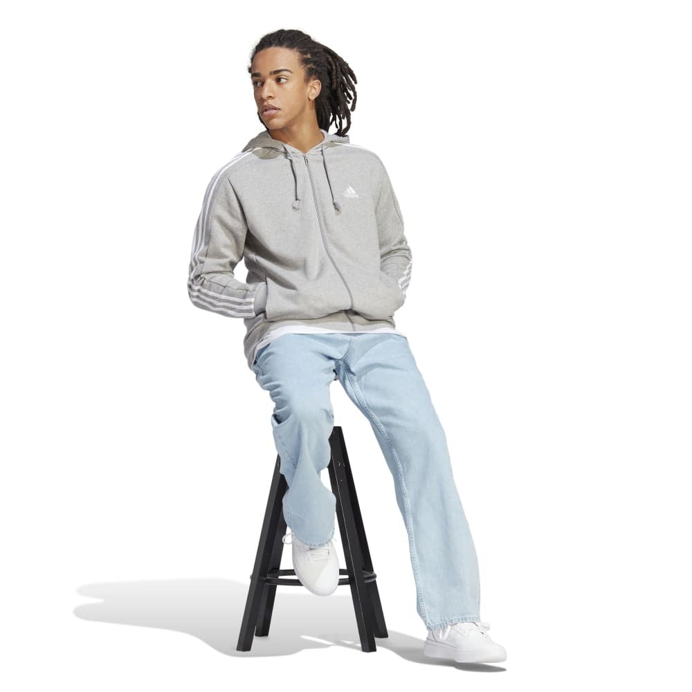 Essentials French Terry 3-Stripes Full-Zip Hoodie