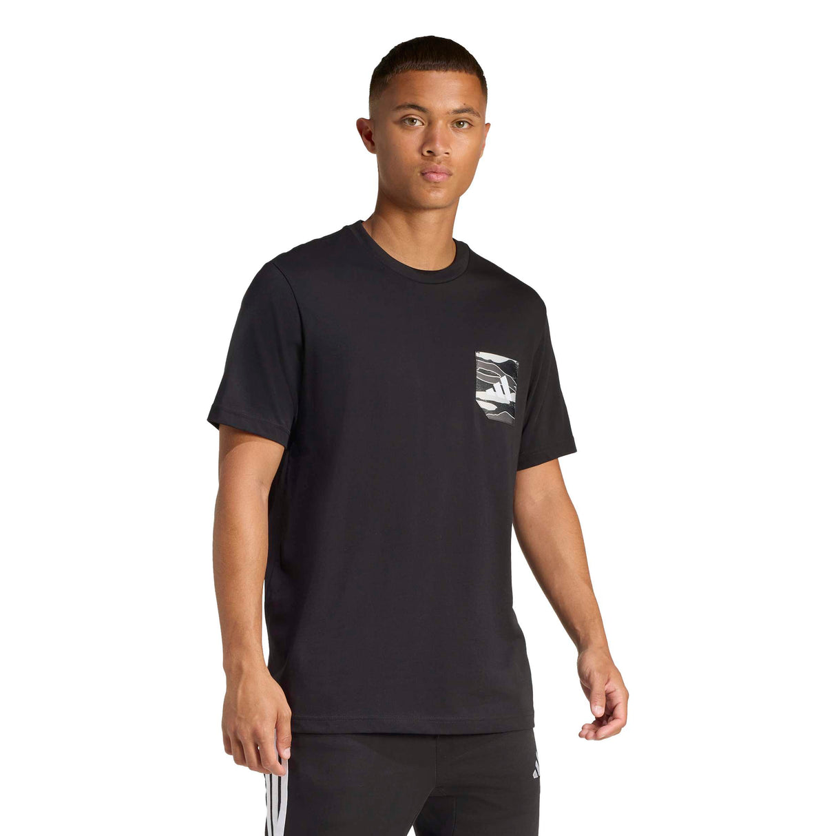 CAMO WOVEN POCKET PRINTED T-SHIRT