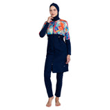 Shell Parachute Lycra Long Sleeve Hijab Swimsuit – Dark Navy Blue