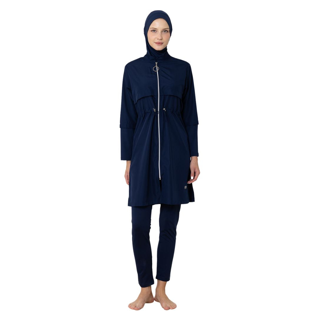 Lidy Parachute Lycra Long Sleeve Hijab Swimsuit – Dark Navy Blue
