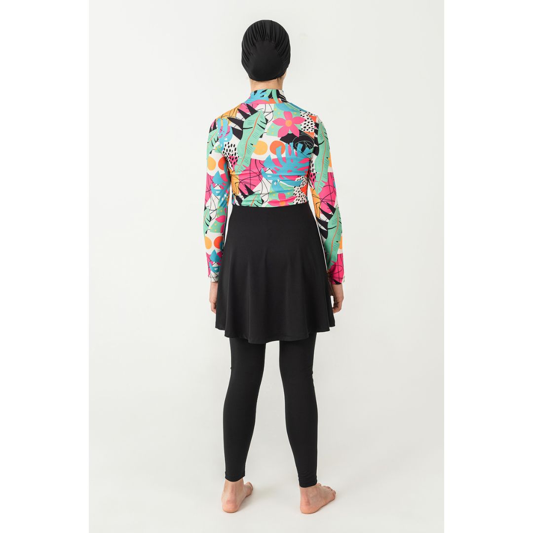 Cindy Lycra Long Sleeve Hijab Swimsuit – Black