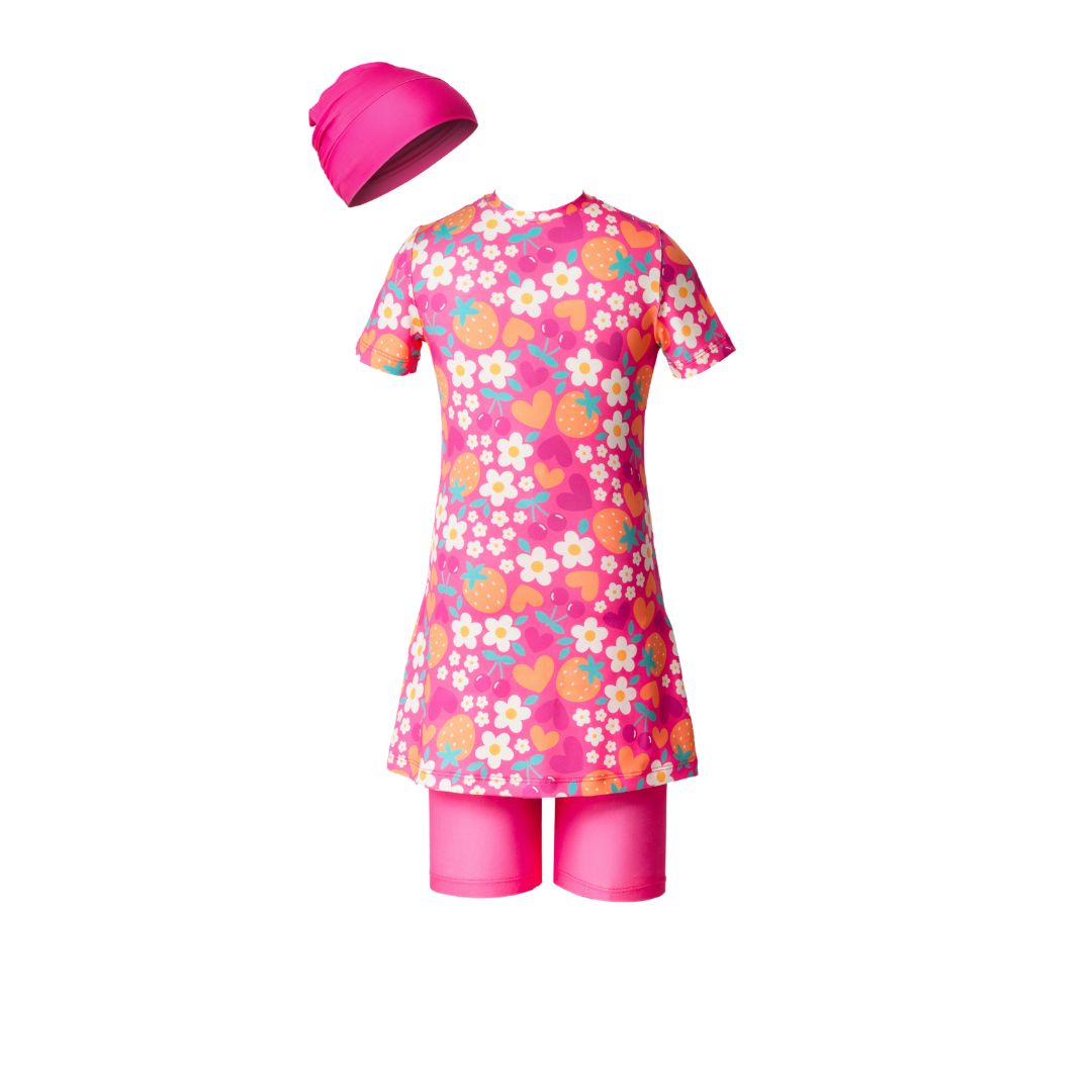 Geneva Lycra Short Sleeve Hijab Swimsuit – Pink