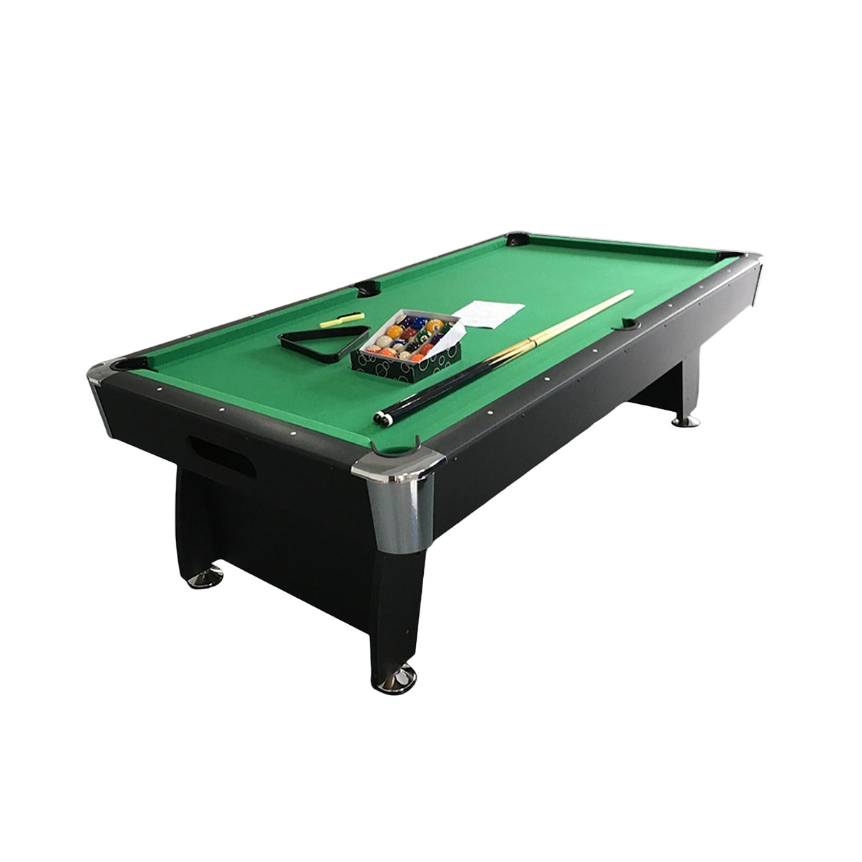 8Ft Mdf Pool Table Full Set-Black-Green