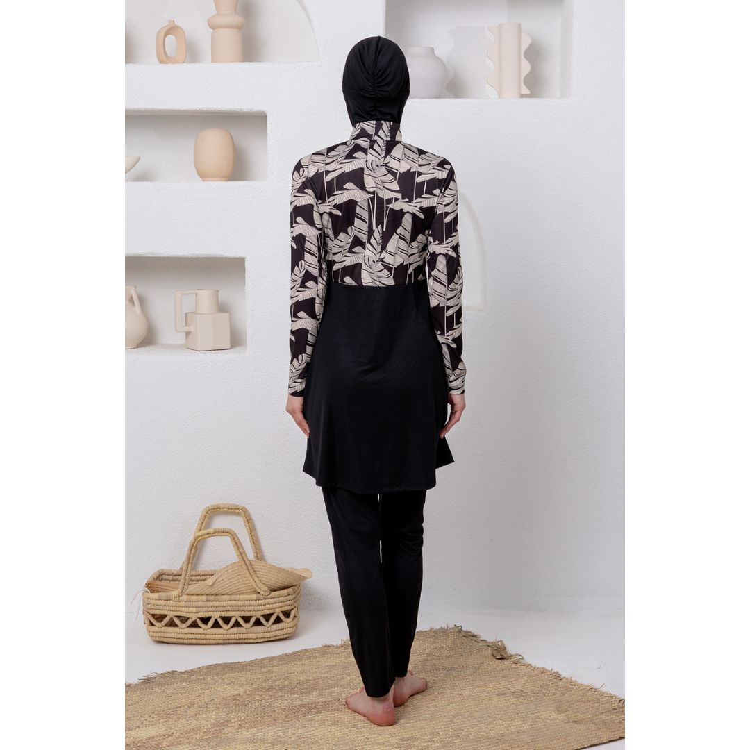 Zavene Lycra Long Sleeve Hijab Swimsuit – Black