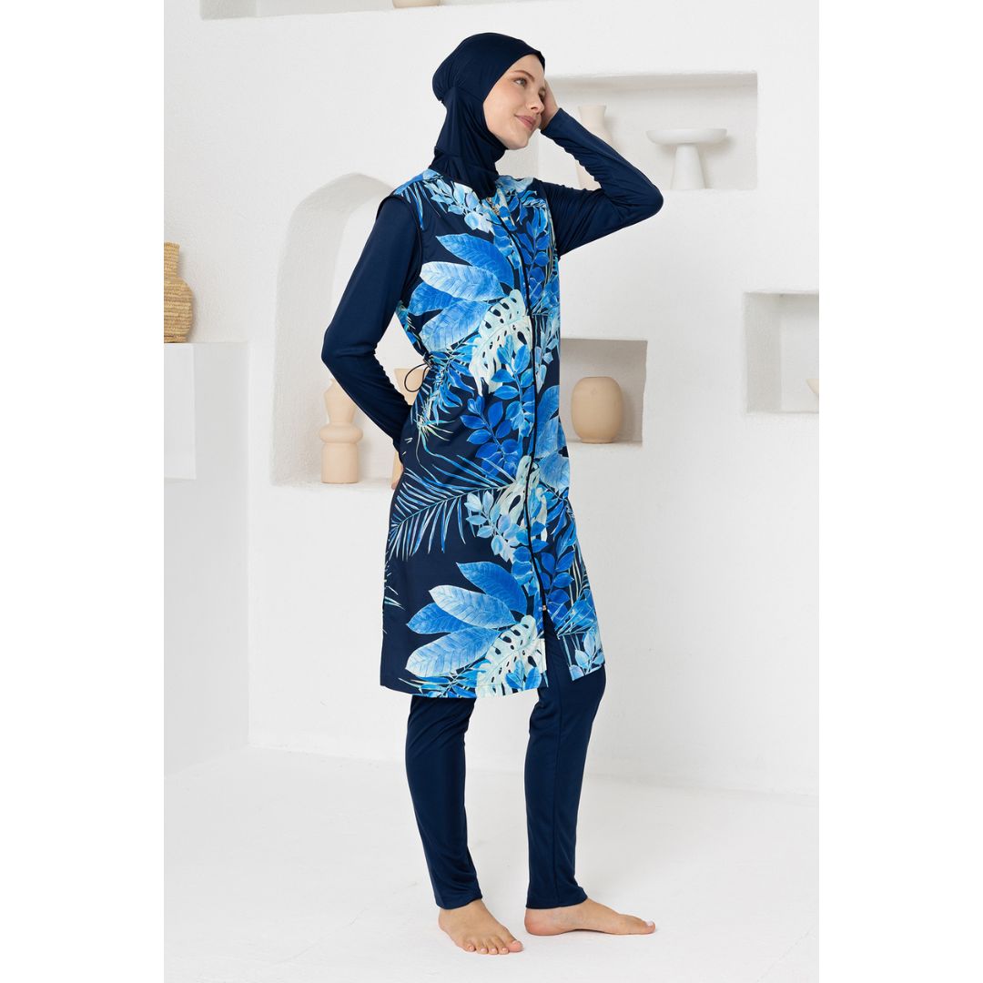 Estelle Gilet Long Sleeve Hijab Swimsuit – Dark Navy Blue