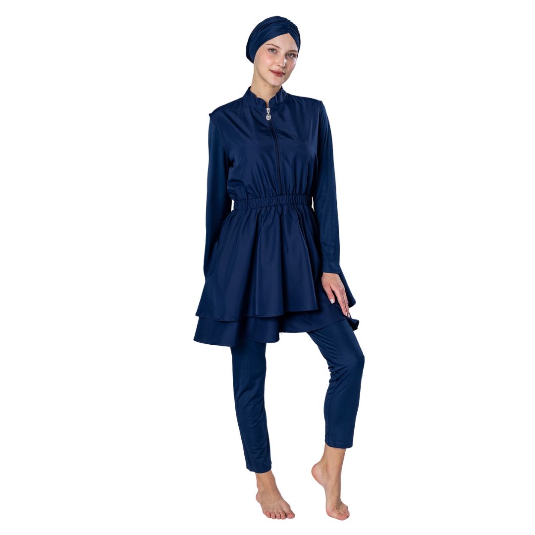 Haven Parachute Lycra Long Sleeve Hijab Swimsuit – Dark Navy Blue