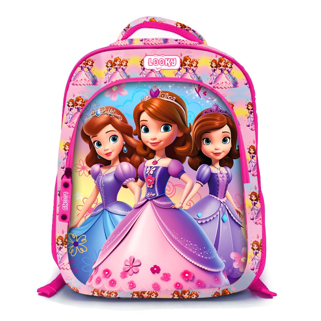 Backpack 16" 3Zips 3D Design Girl + Key Ring