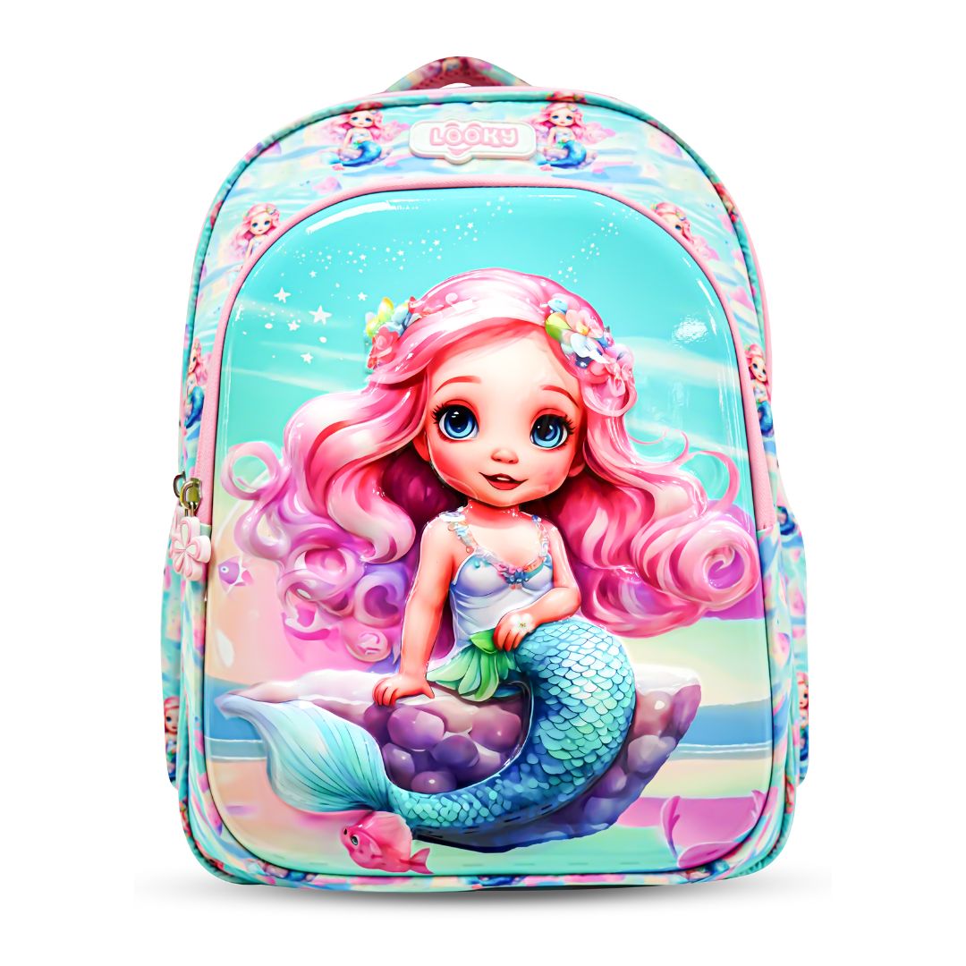 Backpack 16" 3Zips 3D Design Girl + Key Ring
