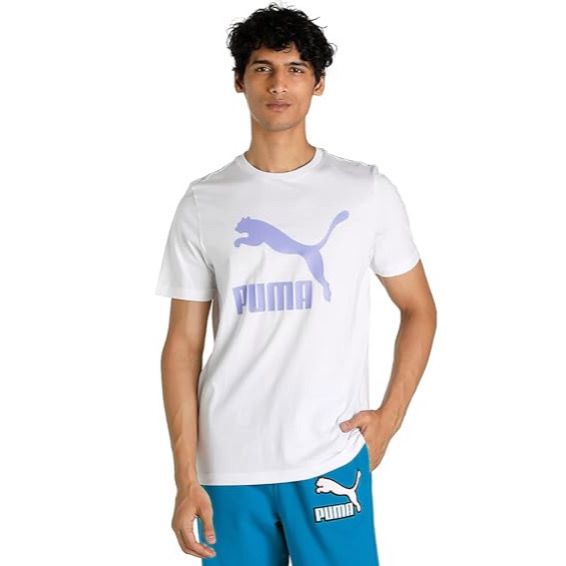 تي شيرت (قمصان) بشعار كلاسيكي أبيض لافندر