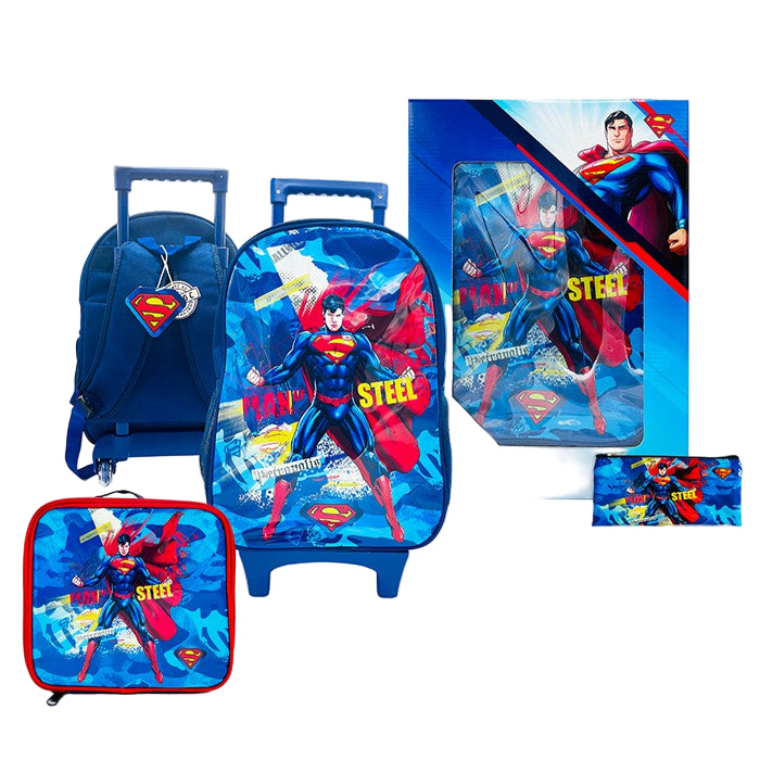 Super Man Set Of 3 (16" Trolley + Snack Bag + Flat Pencil Case)