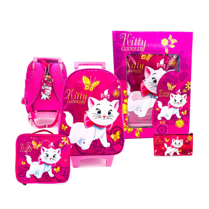 Kitty Cuddler Set Of 3 (16" Trolley + Snack Bag + Flat Pencil Case)
