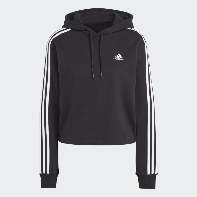 Essentials 3-Stripes French Terry Crop Hoodie